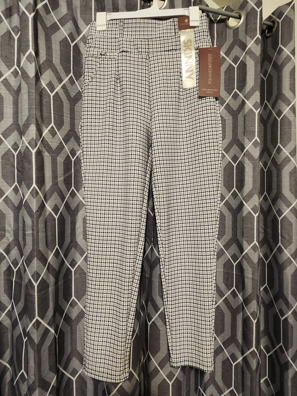 Skinny Plaid Women’s Pants - Black & White